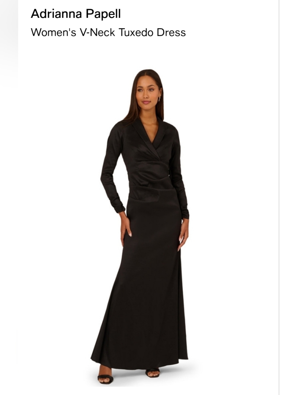 Adrianna Papell Black Stretch Taffeta Tuxedo Dress